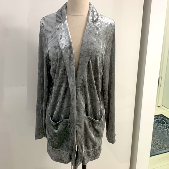 H & M Gray NWT Crushed Velvet Jacket size M - Picture 3 of 17
